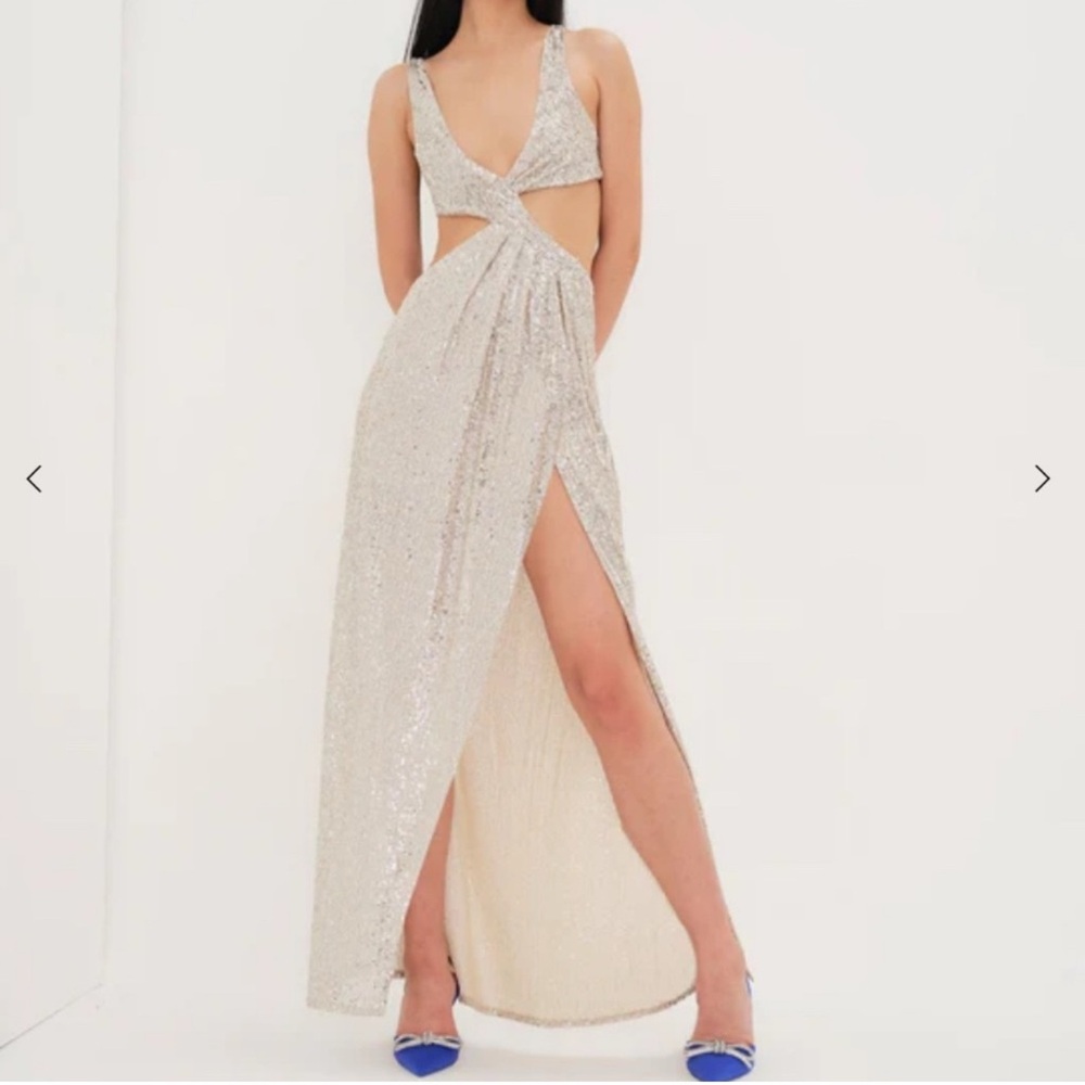 For Love And Lemons Silver Sequin Candice Dress